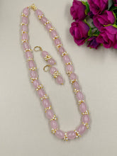 Semi Precious Pink Jade Single Strand Beads Necklace For Women Beads Jewellery